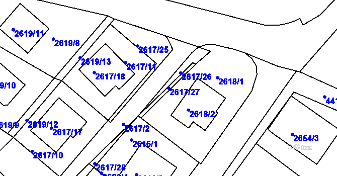 Parcela st. 2617/27 v KÚ Teplice, Katastrální mapa
