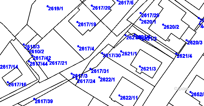 Parcela st. 2617/30 v KÚ Teplice, Katastrální mapa