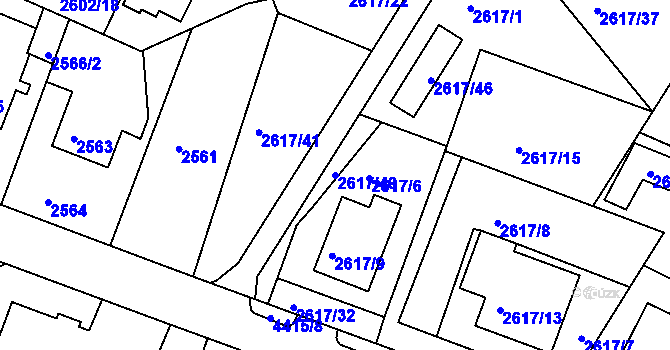 Parcela st. 2617/40 v KÚ Teplice, Katastrální mapa
