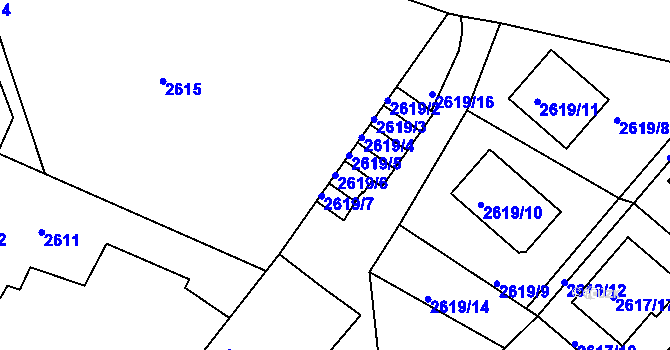 Parcela st. 2619/6 v KÚ Teplice, Katastrální mapa