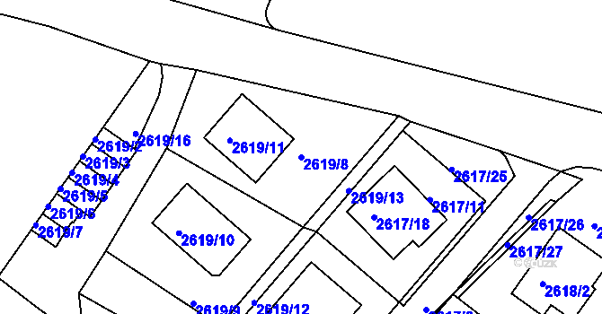 Parcela st. 2619/8 v KÚ Teplice, Katastrální mapa