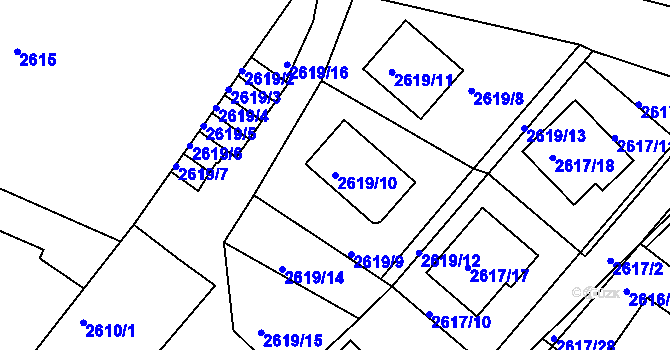 Parcela st. 2619/10 v KÚ Teplice, Katastrální mapa