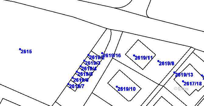 Parcela st. 2619/16 v KÚ Teplice, Katastrální mapa