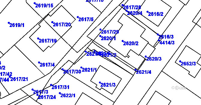 Parcela st. 2621/2 v KÚ Teplice, Katastrální mapa