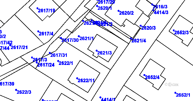 Parcela st. 2621/3 v KÚ Teplice, Katastrální mapa