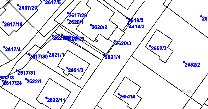 Parcela st. 2621/4 v KÚ Teplice, Katastrální mapa