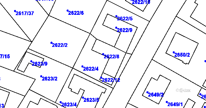 Parcela st. 2622/8 v KÚ Teplice, Katastrální mapa