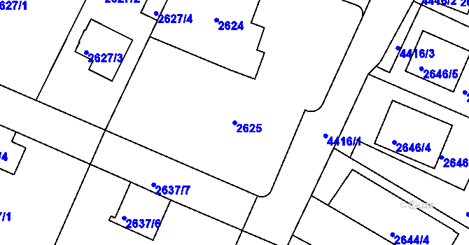 Parcela st. 2625 v KÚ Teplice, Katastrální mapa