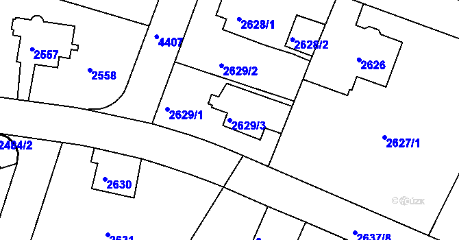 Parcela st. 2629/3 v KÚ Teplice, Katastrální mapa