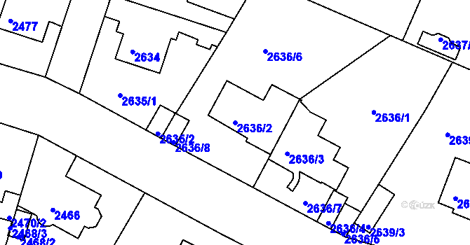 Parcela st. 2636/2 v KÚ Teplice, Katastrální mapa