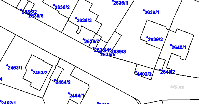 Parcela st. 2636/5 v KÚ Teplice, Katastrální mapa