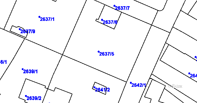 Parcela st. 2637/5 v KÚ Teplice, Katastrální mapa