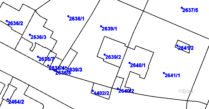Parcela st. 2639/2 v KÚ Teplice, Katastrální mapa