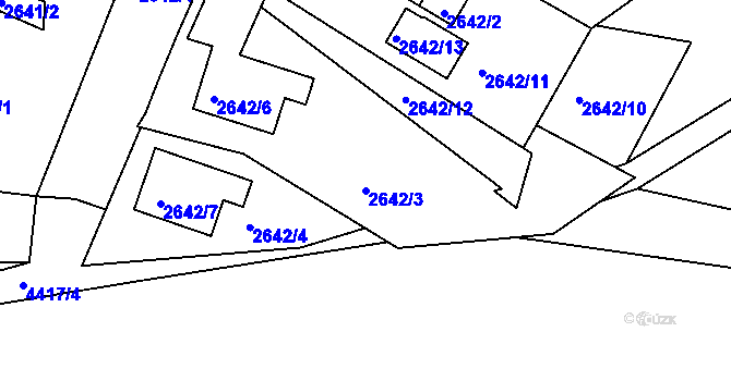 Parcela st. 2642/3 v KÚ Teplice, Katastrální mapa