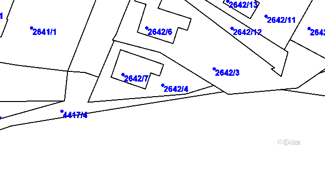 Parcela st. 2642/4 v KÚ Teplice, Katastrální mapa