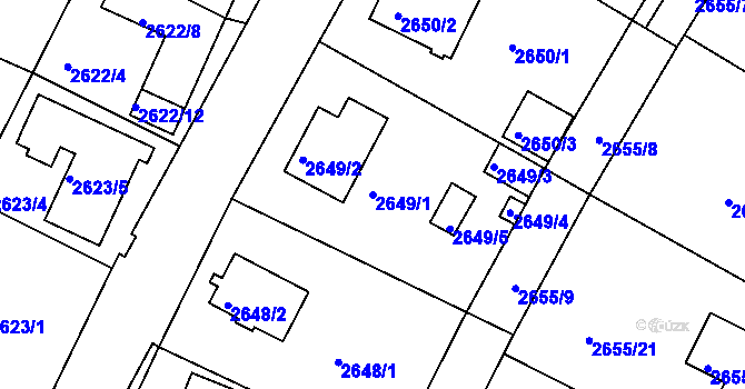 Parcela st. 2649/1 v KÚ Teplice, Katastrální mapa