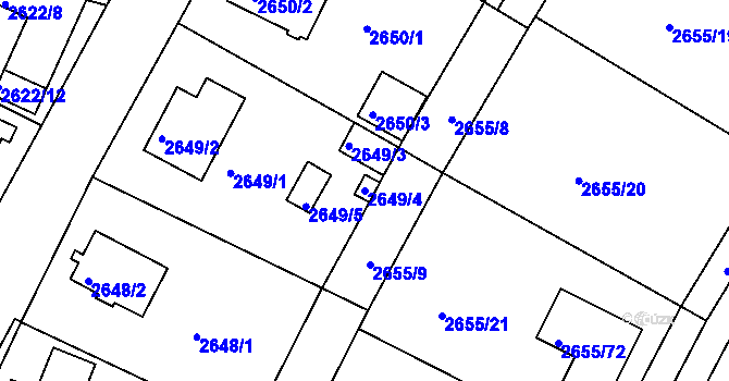 Parcela st. 2649/4 v KÚ Teplice, Katastrální mapa