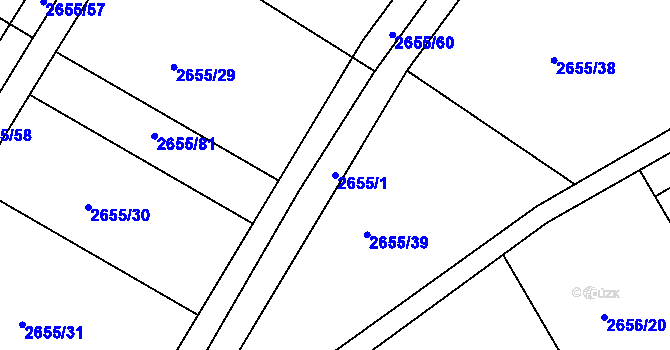 Parcela st. 2655/1 v KÚ Teplice, Katastrální mapa