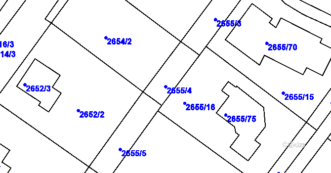 Parcela st. 2655/4 v KÚ Teplice, Katastrální mapa
