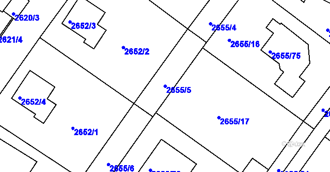 Parcela st. 2655/5 v KÚ Teplice, Katastrální mapa