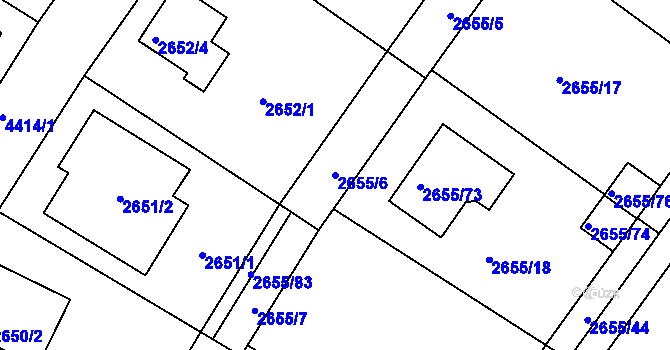 Parcela st. 2655/6 v KÚ Teplice, Katastrální mapa