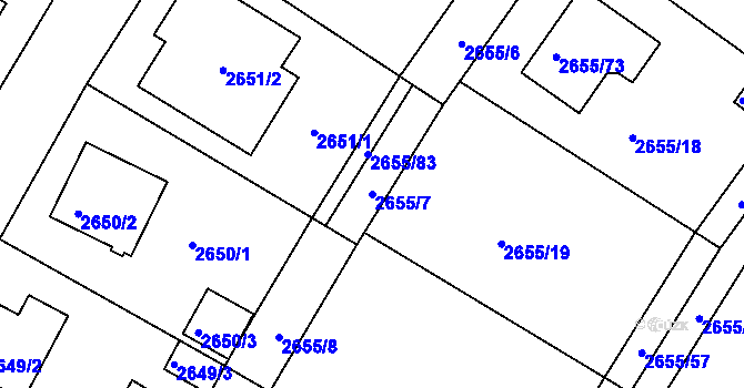Parcela st. 2655/7 v KÚ Teplice, Katastrální mapa