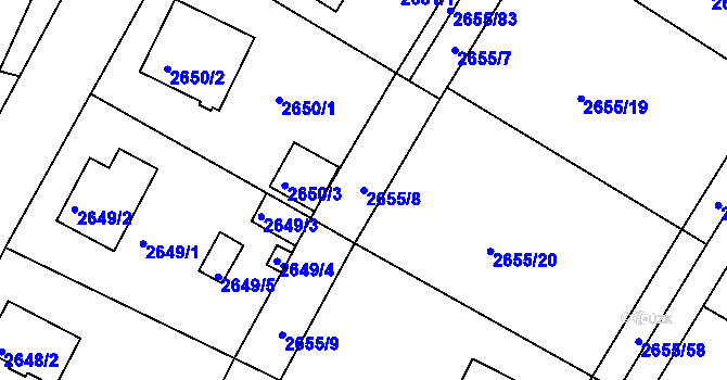 Parcela st. 2655/8 v KÚ Teplice, Katastrální mapa
