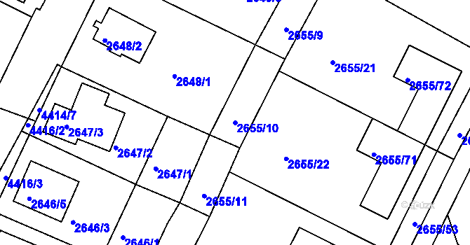 Parcela st. 2655/10 v KÚ Teplice, Katastrální mapa