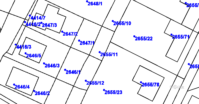 Parcela st. 2655/11 v KÚ Teplice, Katastrální mapa