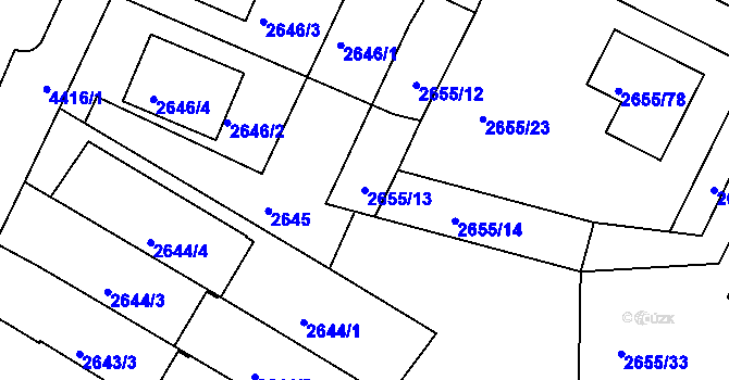Parcela st. 2655/13 v KÚ Teplice, Katastrální mapa