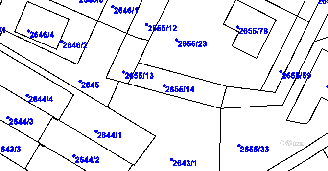 Parcela st. 2655/14 v KÚ Teplice, Katastrální mapa