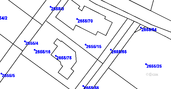 Parcela st. 2655/15 v KÚ Teplice, Katastrální mapa