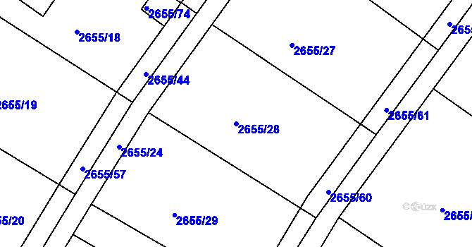 Parcela st. 2655/28 v KÚ Teplice, Katastrální mapa