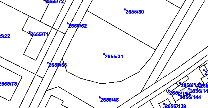 Parcela st. 2655/31 v KÚ Teplice, Katastrální mapa