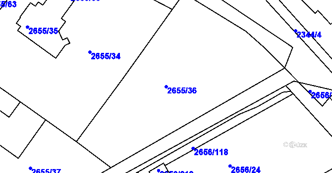 Parcela st. 2655/36 v KÚ Teplice, Katastrální mapa