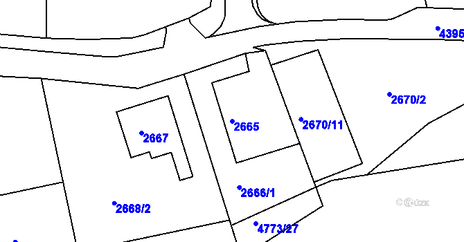 Parcela st. 2665 v KÚ Teplice, Katastrální mapa