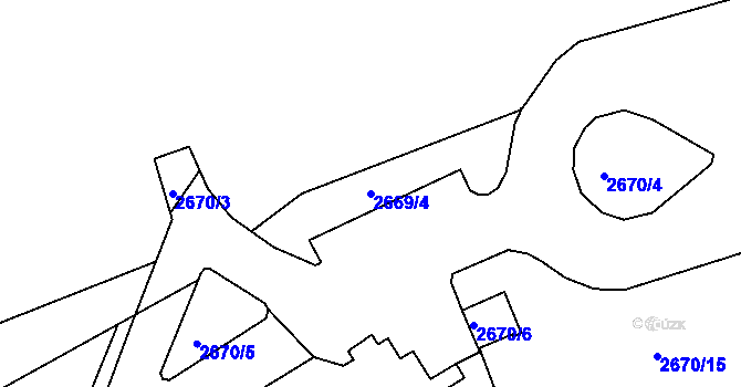 Parcela st. 2669/4 v KÚ Teplice, Katastrální mapa