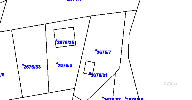 Parcela st. 2676/7 v KÚ Teplice, Katastrální mapa