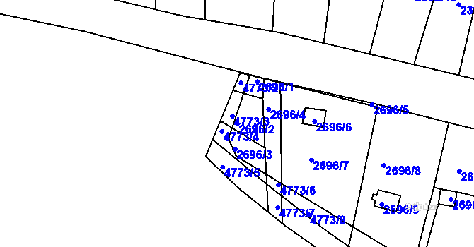 Parcela st. 2696/2 v KÚ Teplice, Katastrální mapa