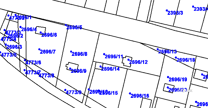 Parcela st. 2696/11 v KÚ Teplice, Katastrální mapa