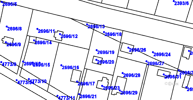 Parcela st. 2696/19 v KÚ Teplice, Katastrální mapa