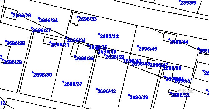 Parcela st. 2696/39 v KÚ Teplice, Katastrální mapa