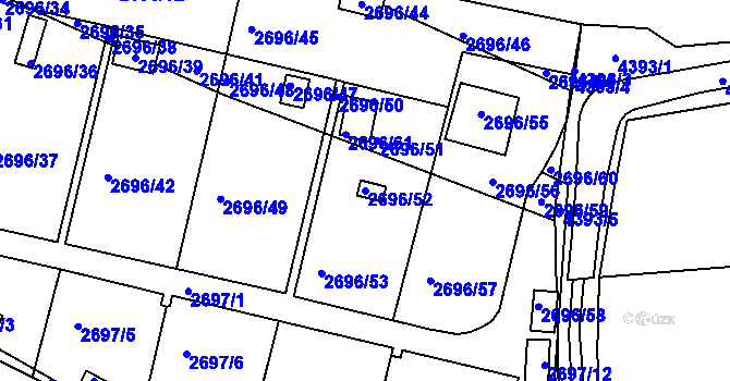 Parcela st. 2696/52 v KÚ Teplice, Katastrální mapa