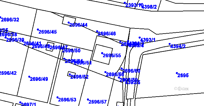 Parcela st. 2696/55 v KÚ Teplice, Katastrální mapa