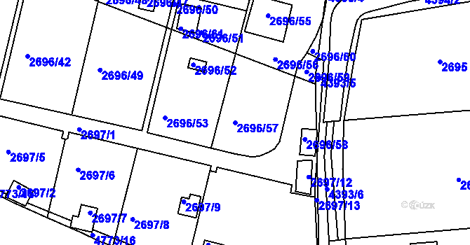 Parcela st. 2696/57 v KÚ Teplice, Katastrální mapa