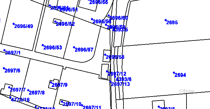 Parcela st. 2696/58 v KÚ Teplice, Katastrální mapa