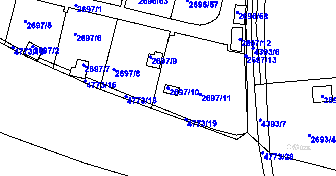 Parcela st. 2697/10 v KÚ Teplice, Katastrální mapa