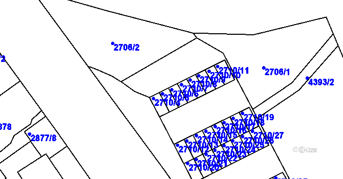 Parcela st. 2710/6 v KÚ Teplice, Katastrální mapa