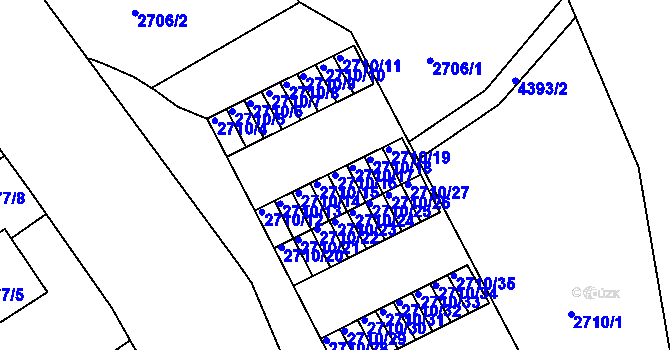 Parcela st. 2710/16 v KÚ Teplice, Katastrální mapa