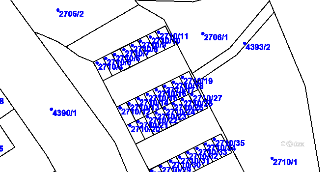 Parcela st. 2710/17 v KÚ Teplice, Katastrální mapa